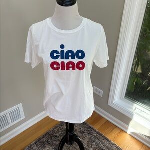 South Paradise | White T-Shirt with Ciao Print, Sz M